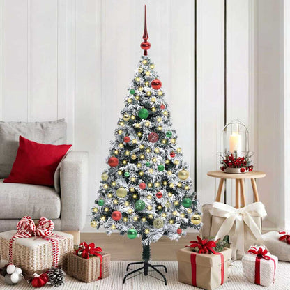 vidaXL Artificial Christmas Tree with 150 LEDs with Stand White 150 cm