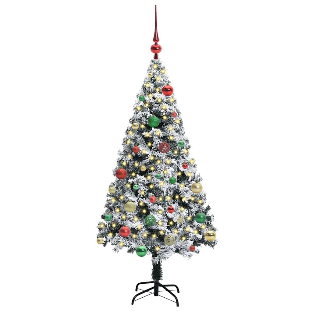 vidaXL Artificial Christmas Tree with 150 LEDs with Stand White 150 cm