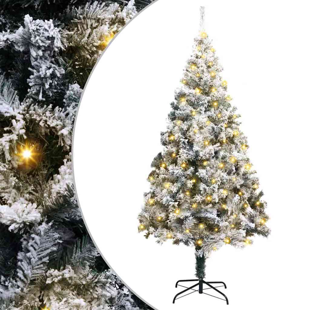 vidaXL Artificial Christmas Tree with 300 LEDs with Stand White 180 cm