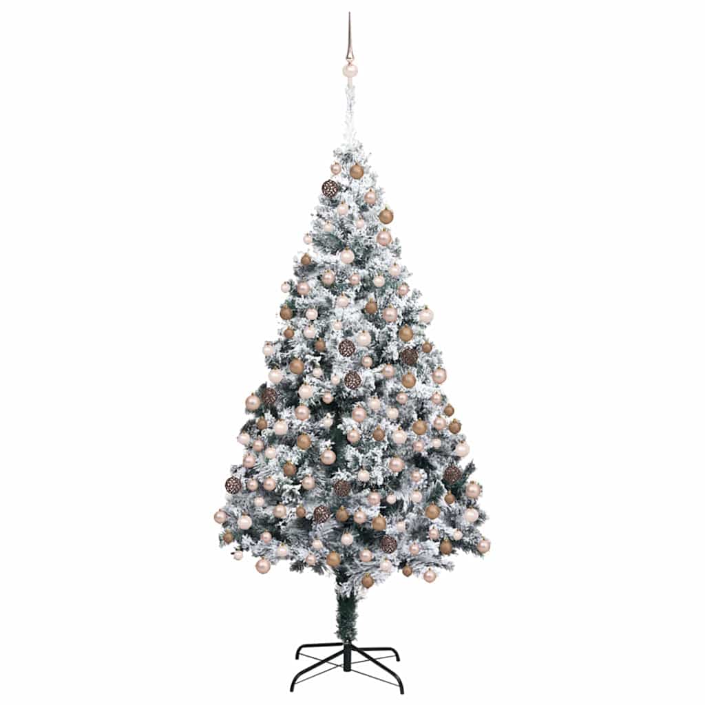 vidaXL Artificial Christmas Tree with 300 LEDs with Stand White 180 cm