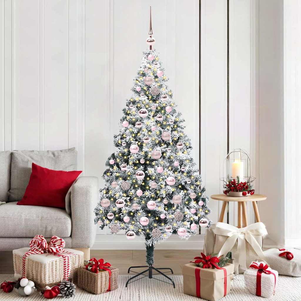 vidaXL Artificial Christmas Tree with 300 LEDs with Stand White 180 cm