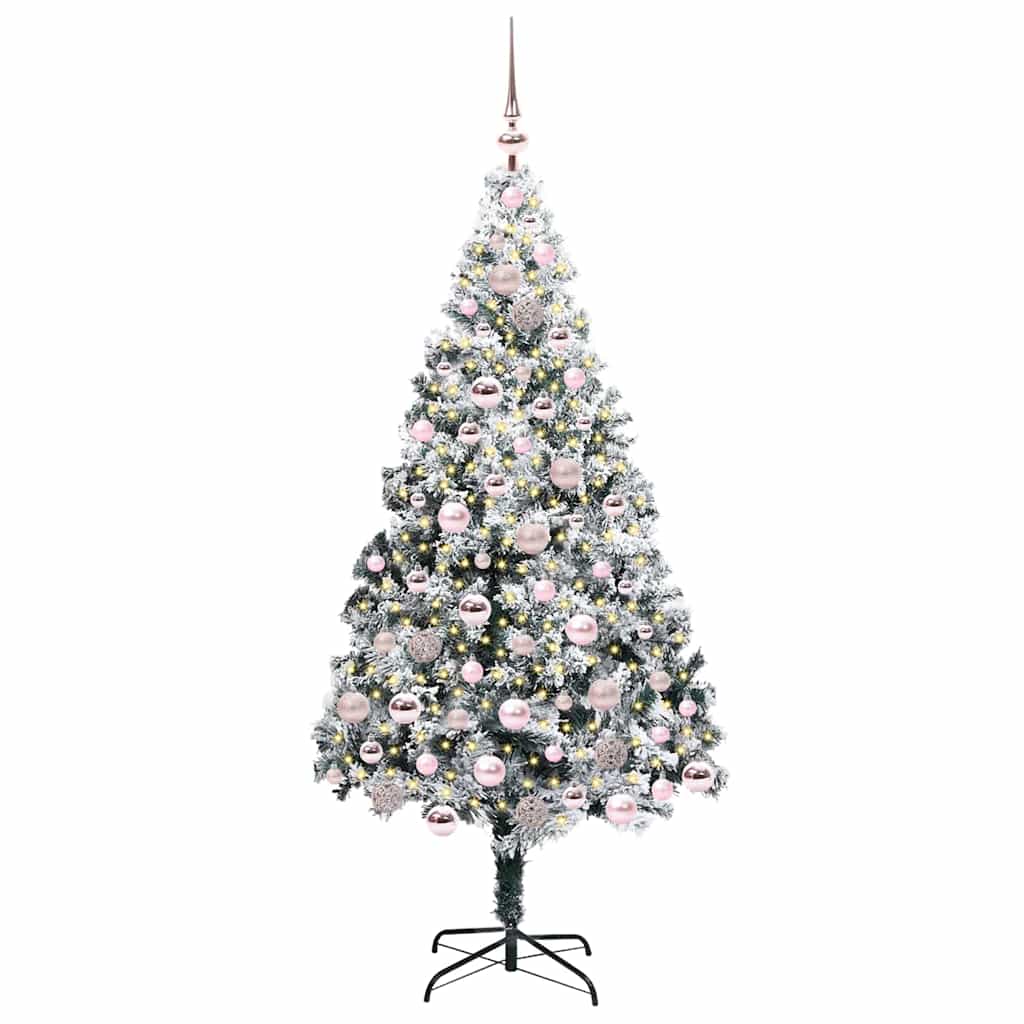 vidaXL Artificial Christmas Tree with 300 LEDs with Stand White 180 cm