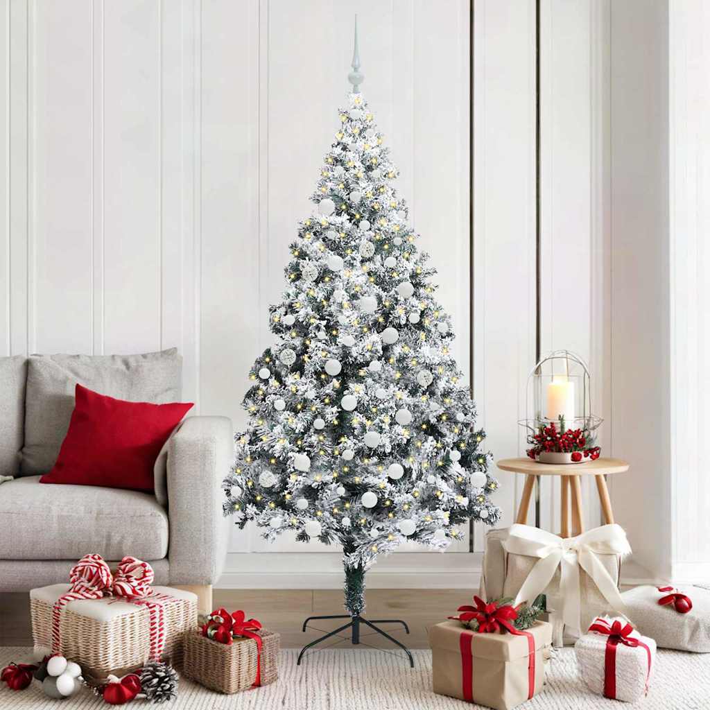 vidaXL Artificial Christmas Tree with 300 LEDs with Stand White 180 cm