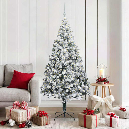vidaXL Artificial Christmas Tree with 300 LEDs with Stand White 180 cm