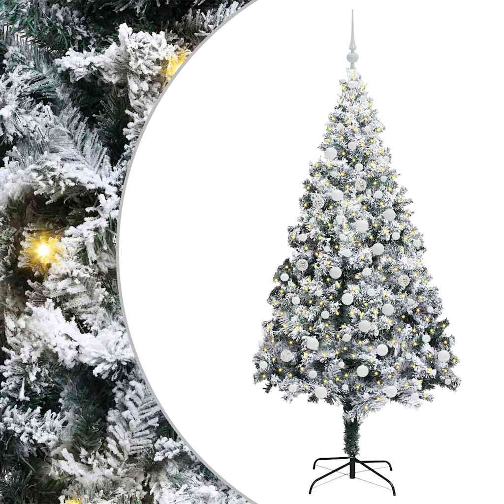 vidaXL Artificial Christmas Tree with 300 LEDs with Stand White 180 cm