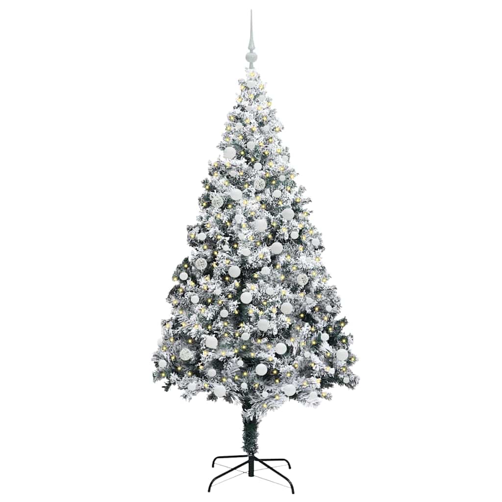 vidaXL Artificial Christmas Tree with 300 LEDs with Stand White 180 cm