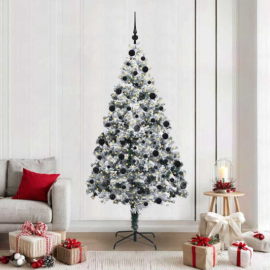 vidaXL Artificial Christmas Tree with 300 LEDs with Stand White 210 cm