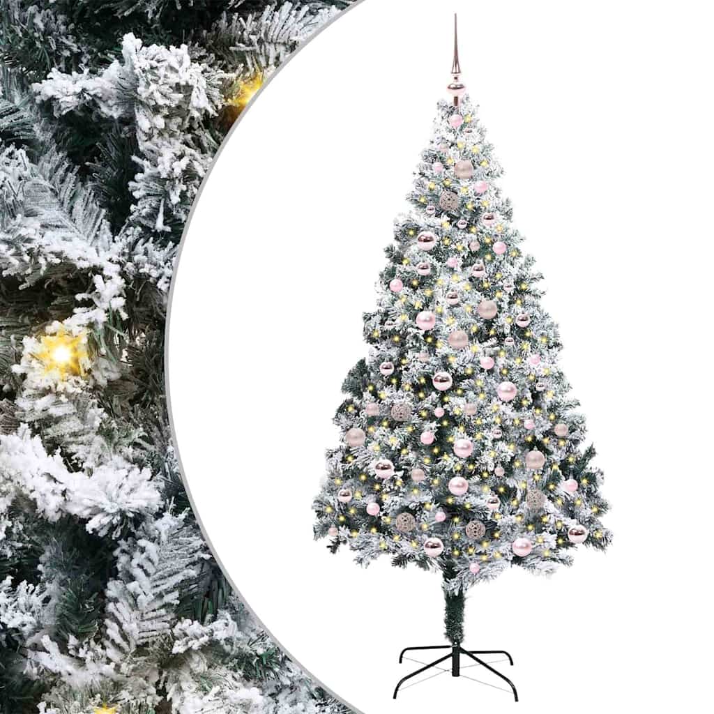 vidaXL Artificial Christmas Tree with 300 LEDs with Stand White 210 cm