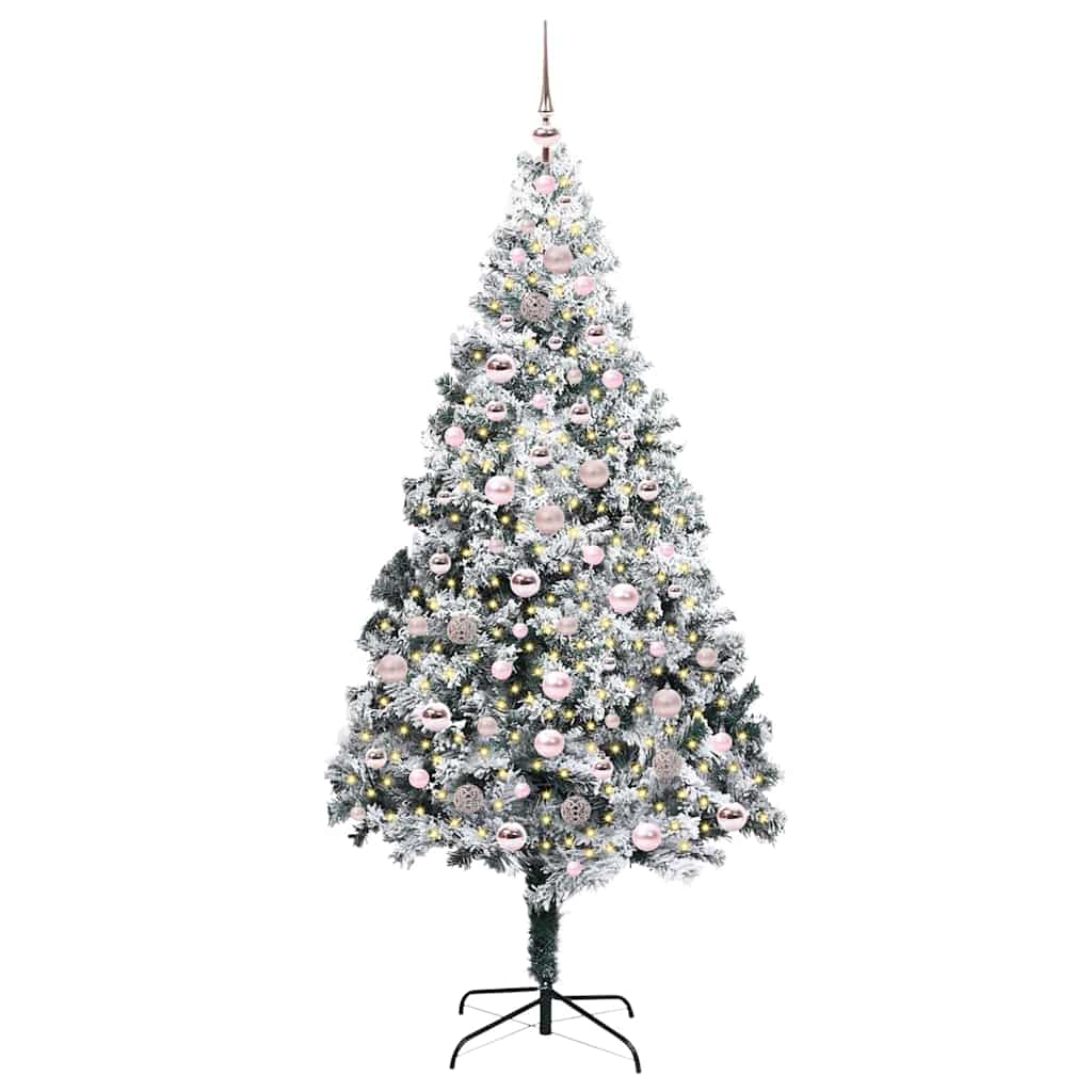 vidaXL Artificial Christmas Tree with 300 LEDs with Stand White 210 cm