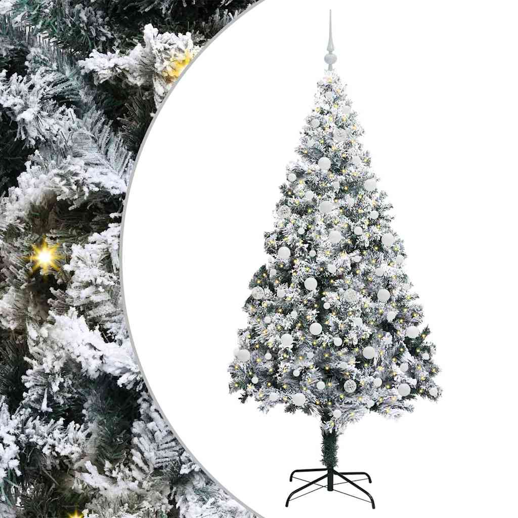vidaXL Artificial Christmas Tree with 300 LEDs with Stand White 210 cm