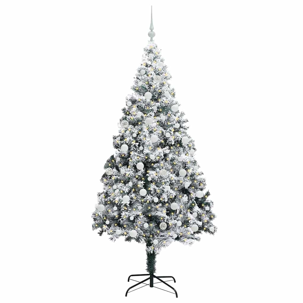 vidaXL Artificial Christmas Tree with 300 LEDs with Stand White 210 cm