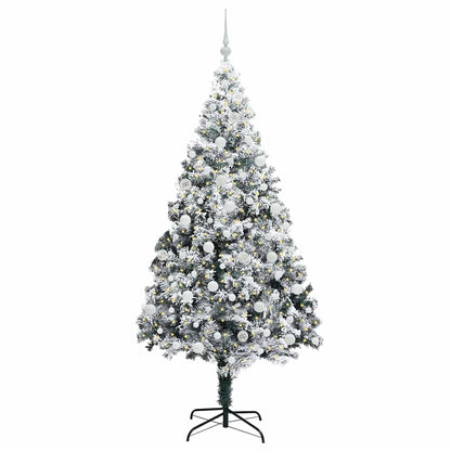 vidaXL Artificial Christmas Tree with 300 LEDs with Stand White 210 cm