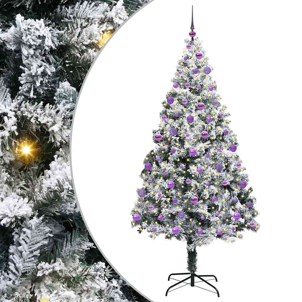 vidaXL Artificial Christmas Tree with 300 LEDs with Stand White 210 cm