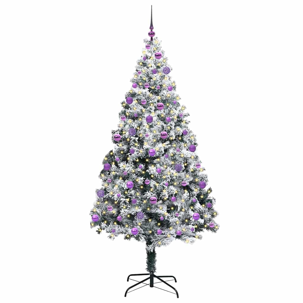 vidaXL Artificial Christmas Tree with 300 LEDs with Stand White 210 cm