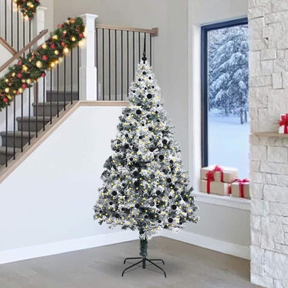 vidaXL Artificial Christmas Tree with 300 LEDs with Stand White 240 cm