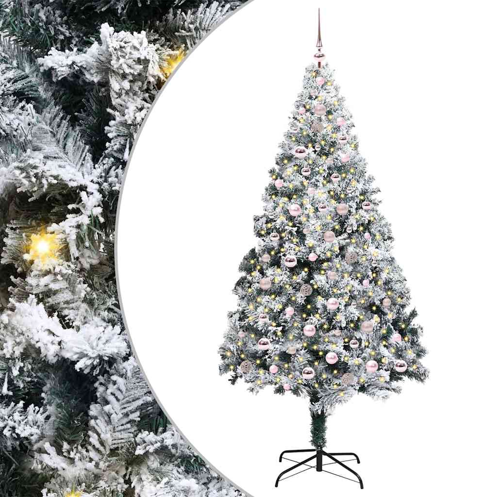 vidaXL Artificial Christmas Tree with 300 LEDs with Stand White 240 cm