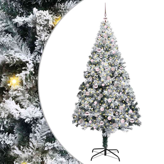 vidaXL Artificial Christmas Tree with 300 LEDs with Stand White 240 cm