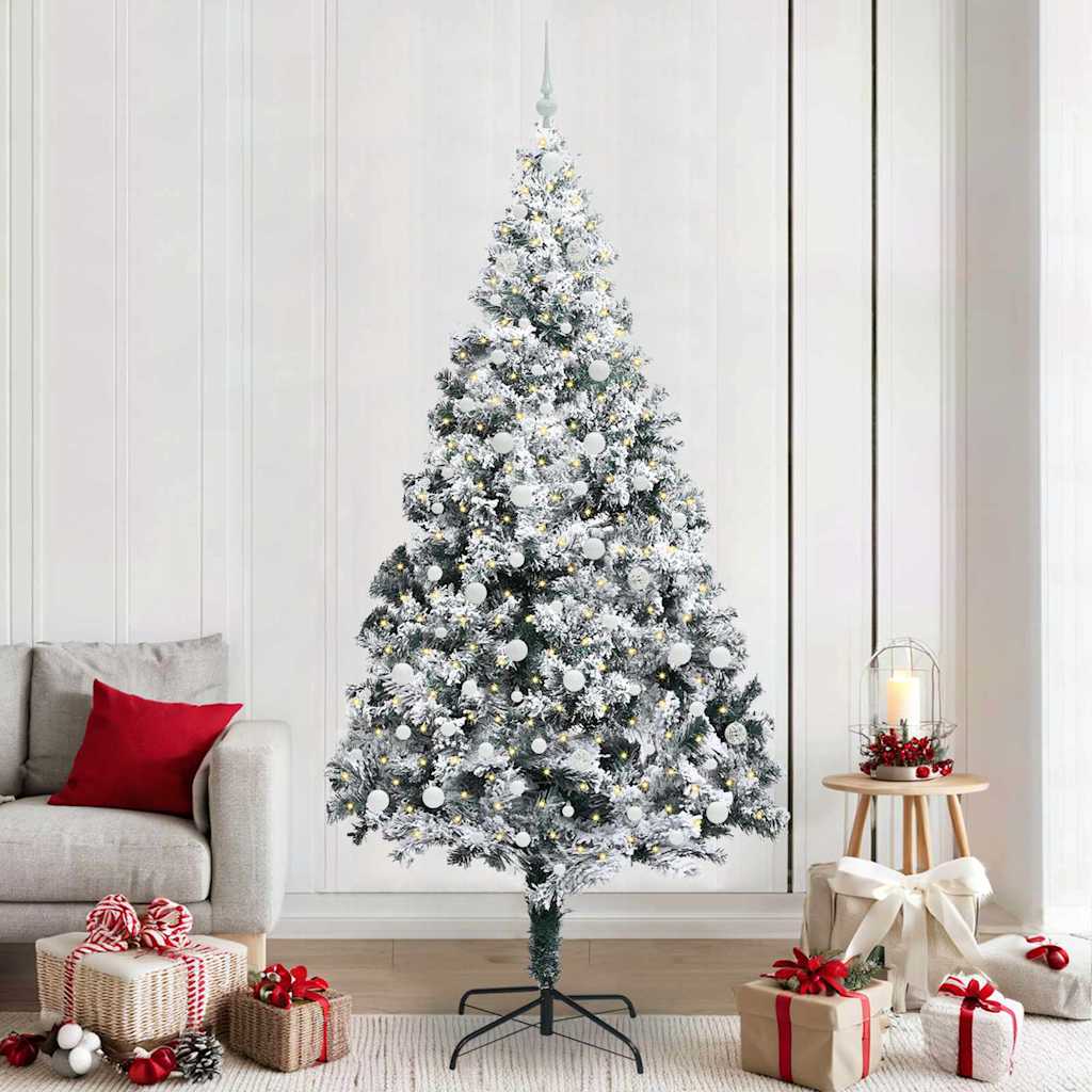 vidaXL Artificial Christmas Tree with 300 LEDs with Stand White 240 cm