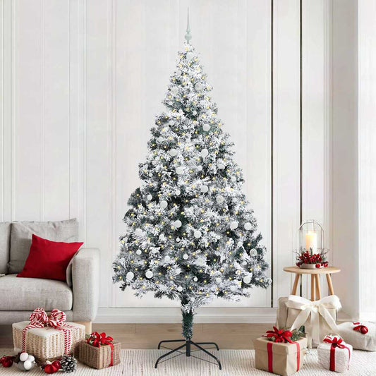 vidaXL Artificial Christmas Tree with 300 LEDs with Stand White 240 cm