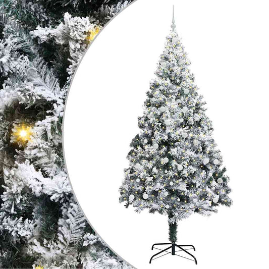 vidaXL Artificial Christmas Tree with 300 LEDs with Stand White 240 cm