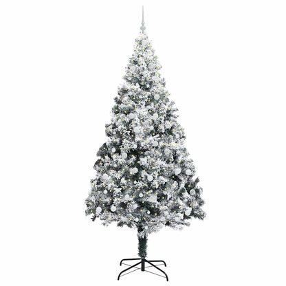 vidaXL Artificial Christmas Tree with 300 LEDs with Stand White 240 cm