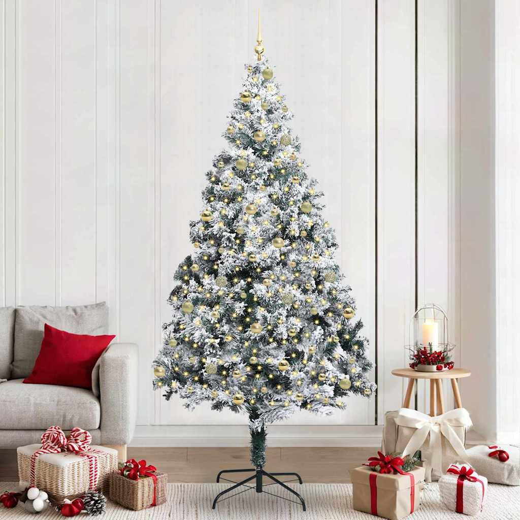 vidaXL Artificial Christmas Tree with 300 LEDs with Stand White 240 cm