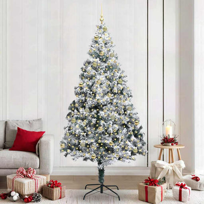 vidaXL Artificial Christmas Tree with 300 LEDs with Stand White 240 cm