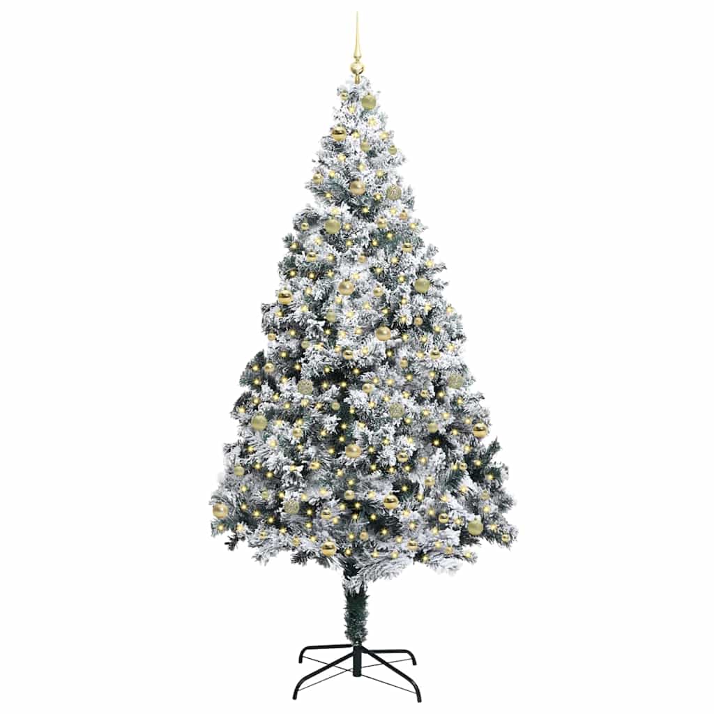 vidaXL Artificial Christmas Tree with 300 LEDs with Stand White 240 cm