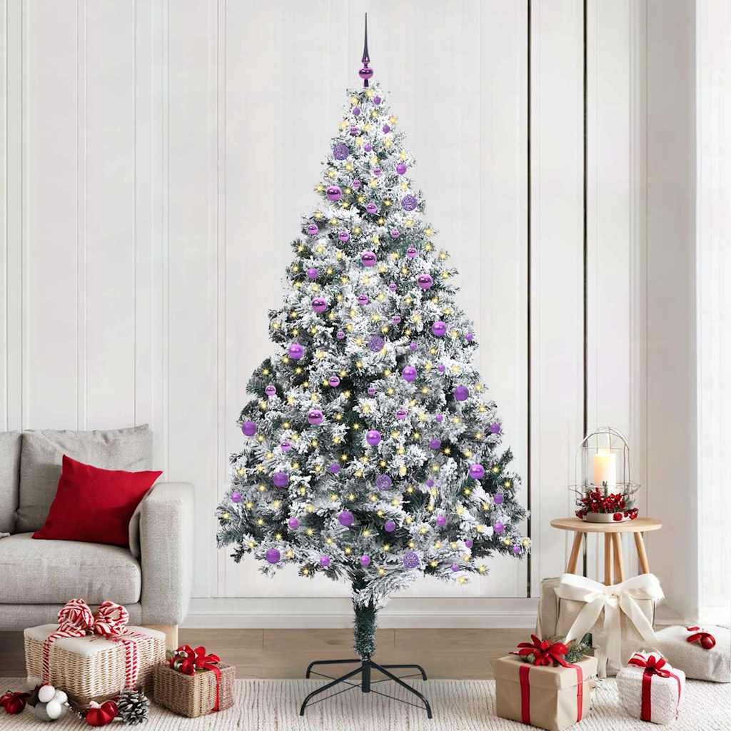 vidaXL Artificial Christmas Tree with 300 LEDs with Stand White 240 cm
