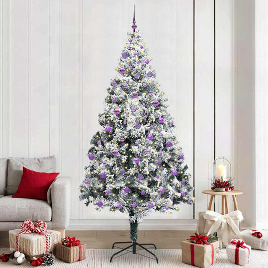 vidaXL Artificial Christmas Tree with 300 LEDs with Stand White 240 cm
