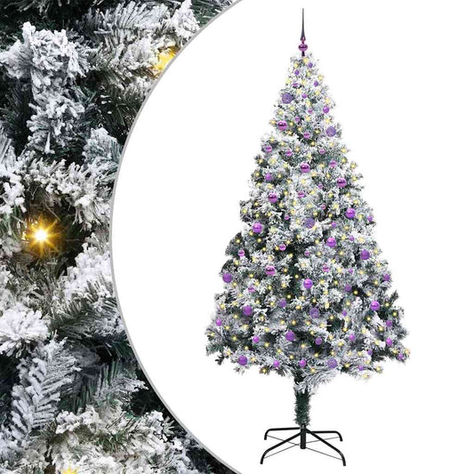 vidaXL Artificial Christmas Tree with 300 LEDs with Stand White 240 cm