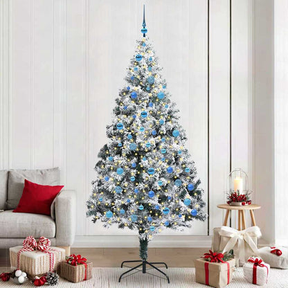 vidaXL Artificial Christmas Tree with 300 LEDs with Stand White 240 cm