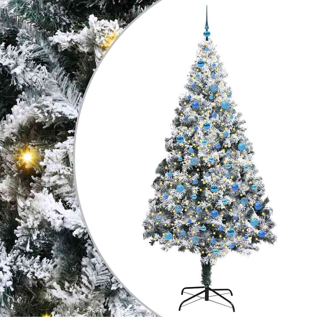 vidaXL Artificial Christmas Tree with 300 LEDs with Stand White 240 cm