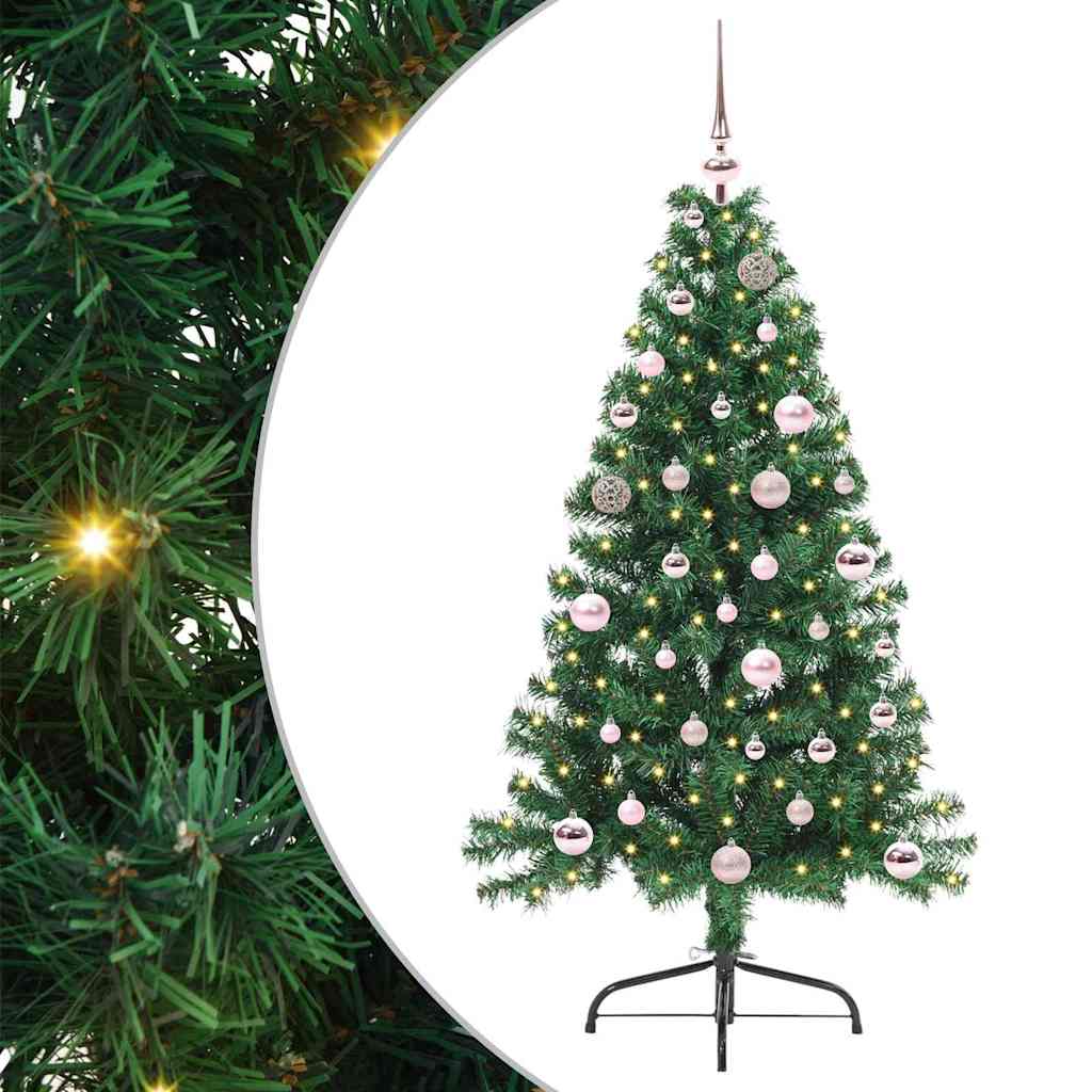 vidaXL Artificial Pre-lit Christmas Tree Green 150 cm PVC