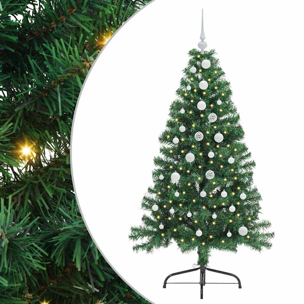 vidaXL Artificial Pre-lit Christmas Tree Green 150 cm PVC