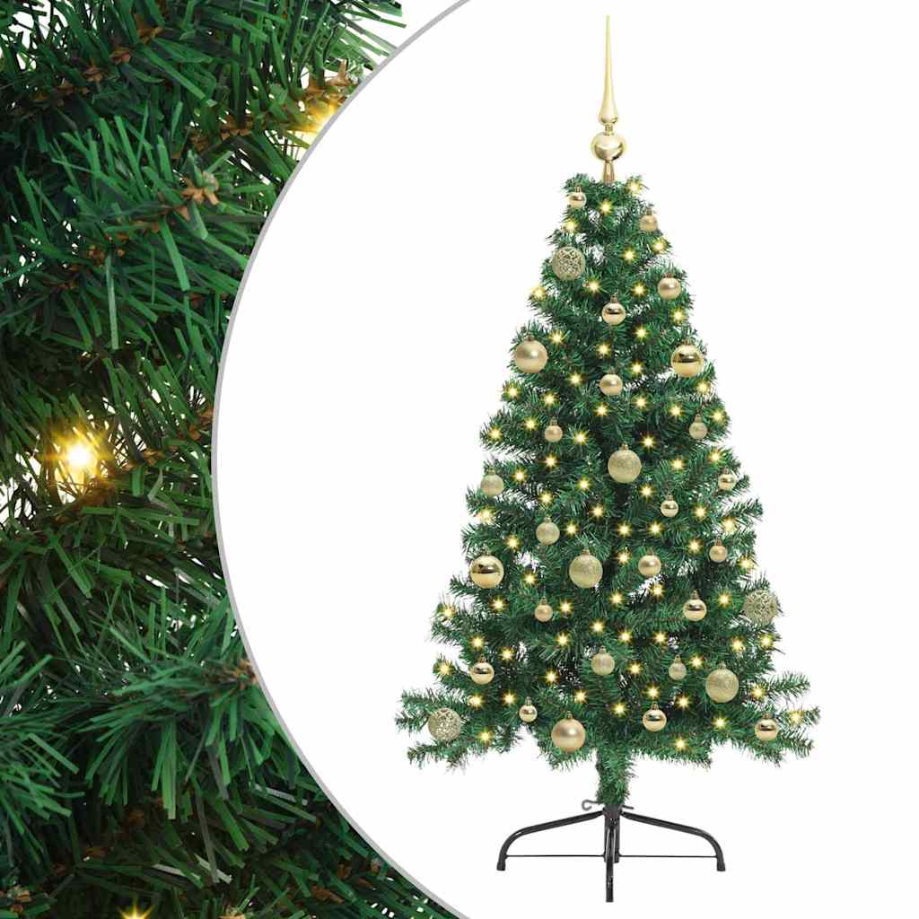 vidaXL Artificial Pre-lit Christmas Tree Green 150 cm PVC