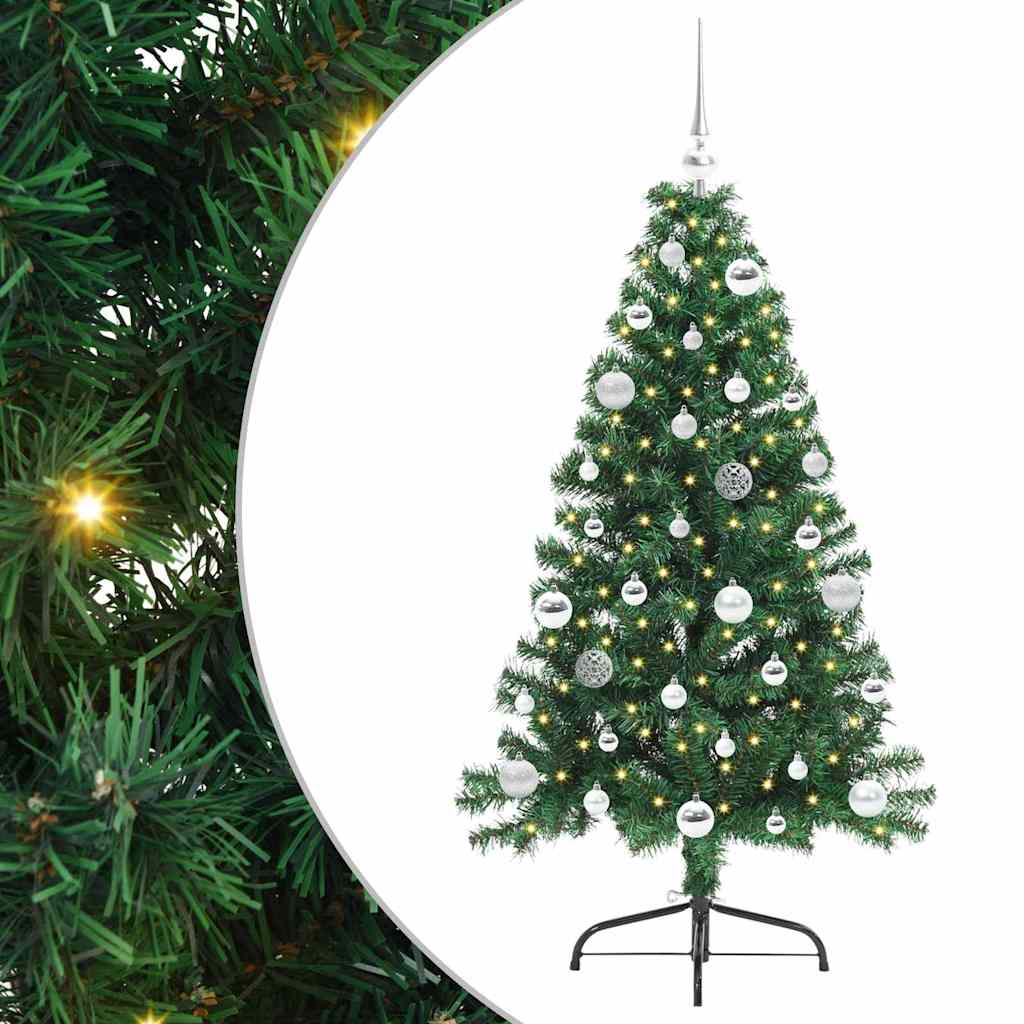 vidaXL Artificial Pre-lit Christmas Tree Green 150 cm PVC