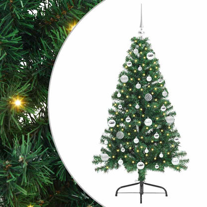 vidaXL Artificial Pre-lit Christmas Tree Green 150 cm PVC