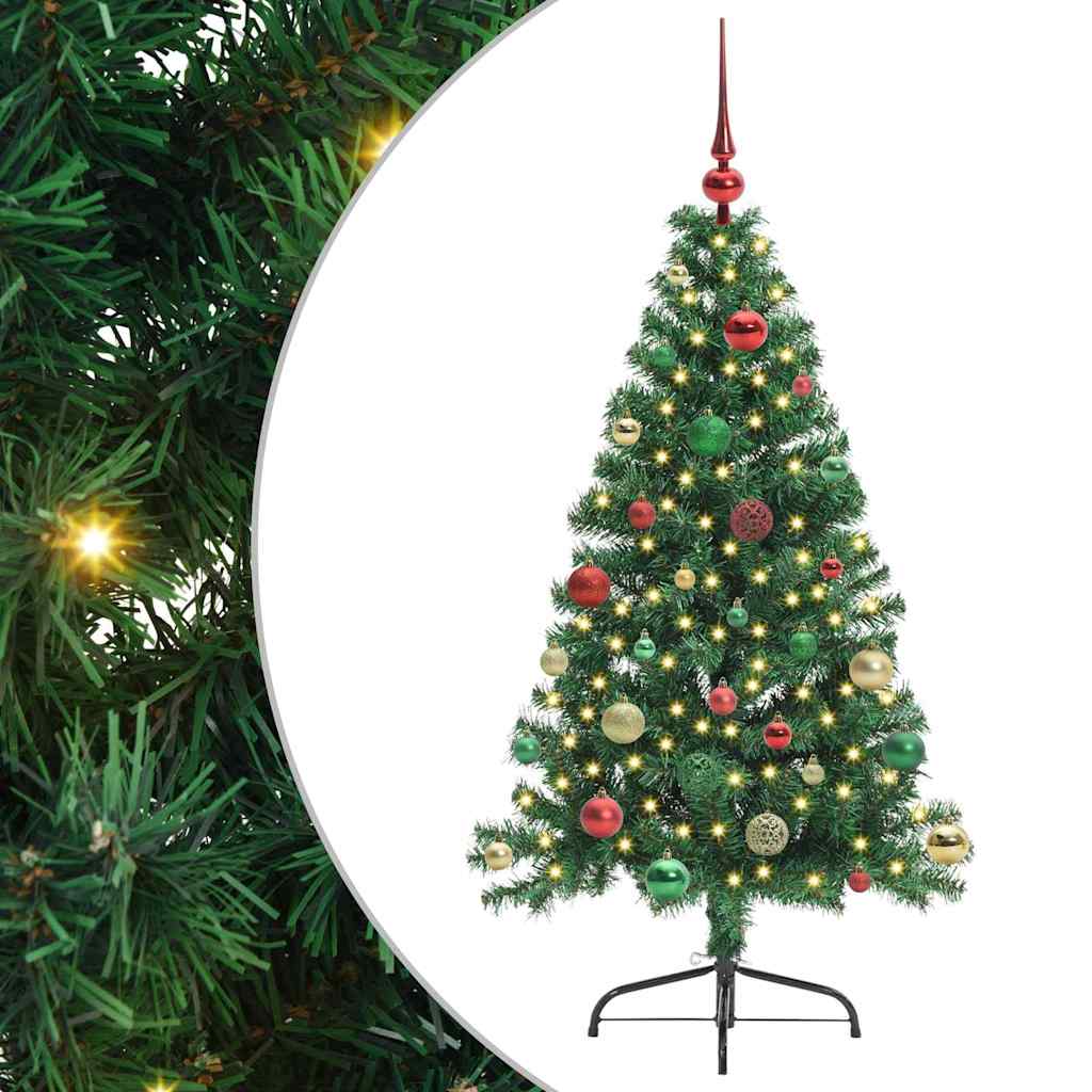 vidaXL Artificial Pre-lit Christmas Tree Green 150 cm PVC