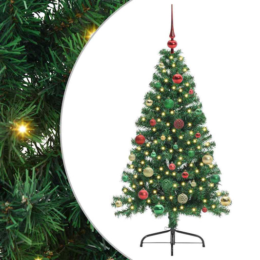 vidaXL Artificial Pre-lit Christmas Tree Green 150 cm PVC