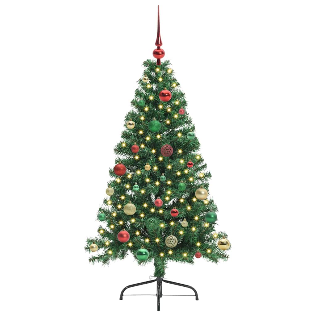 vidaXL Artificial Pre-lit Christmas Tree Green 150 cm PVC