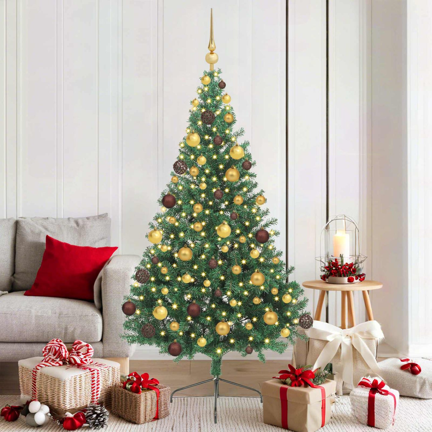 vidaXL Artificial Pre-lit Christmas Tree Green 180 cm PVC