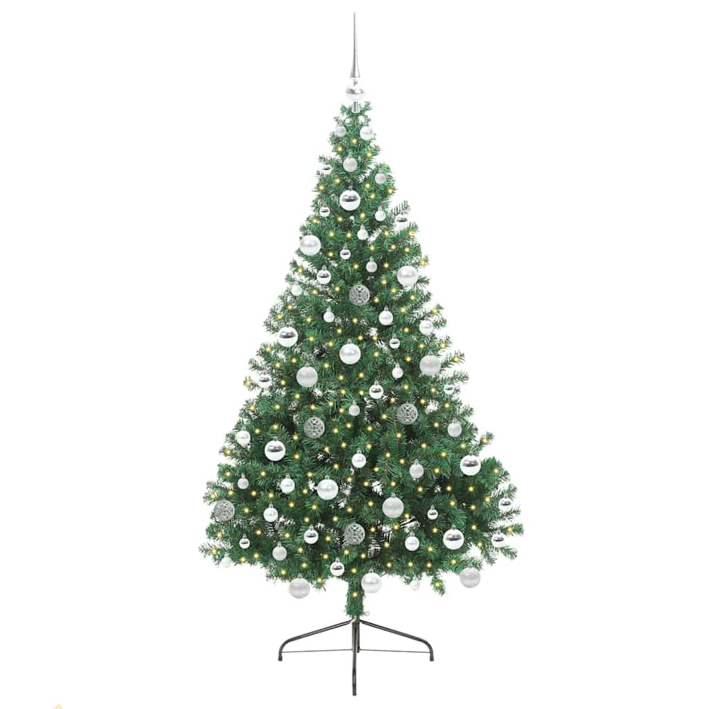 vidaXL Artificial Pre-lit Christmas Tree Green 180 cm PVC