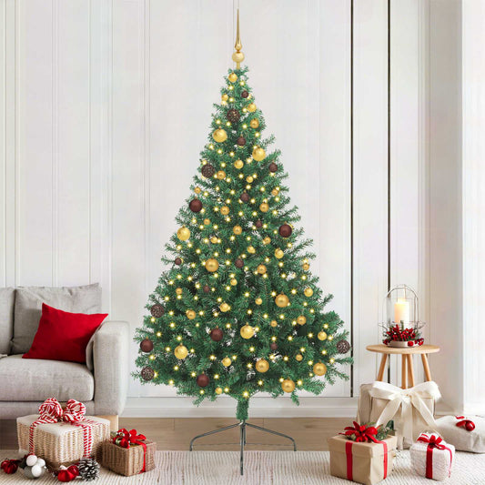 vidaXL Artificial Pre-lit Christmas Tree Green 210 cm PVC