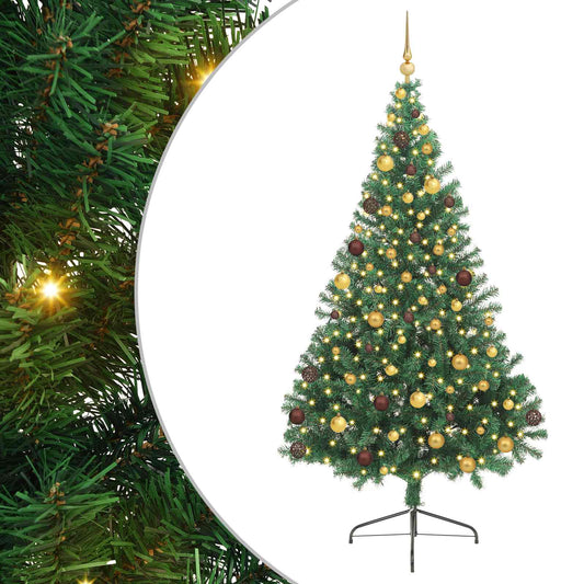 vidaXL Artificial Pre-lit Christmas Tree Green 210 cm PVC