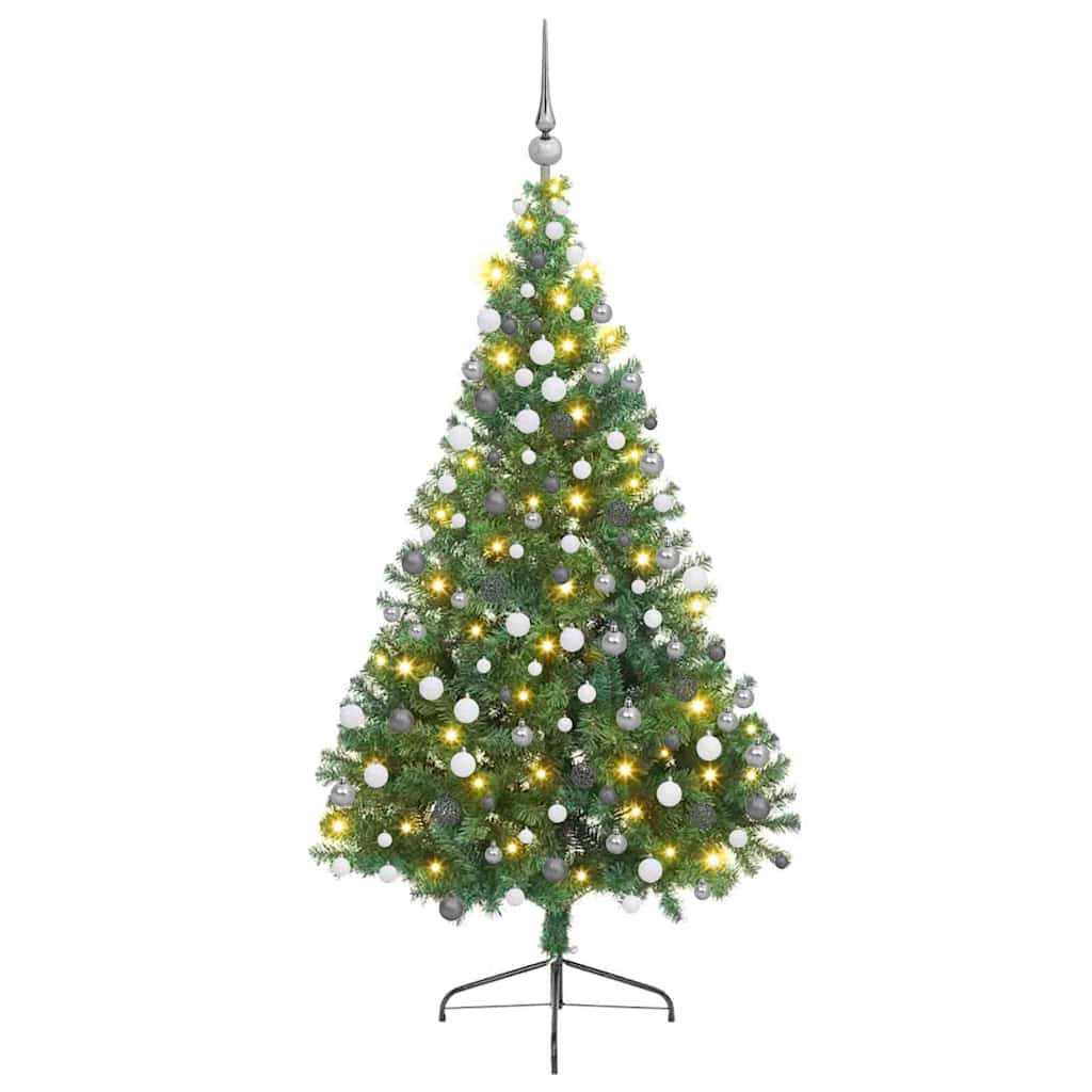vidaXL Artificial Pre-lit Christmas Tree Green 210 cm PVC
