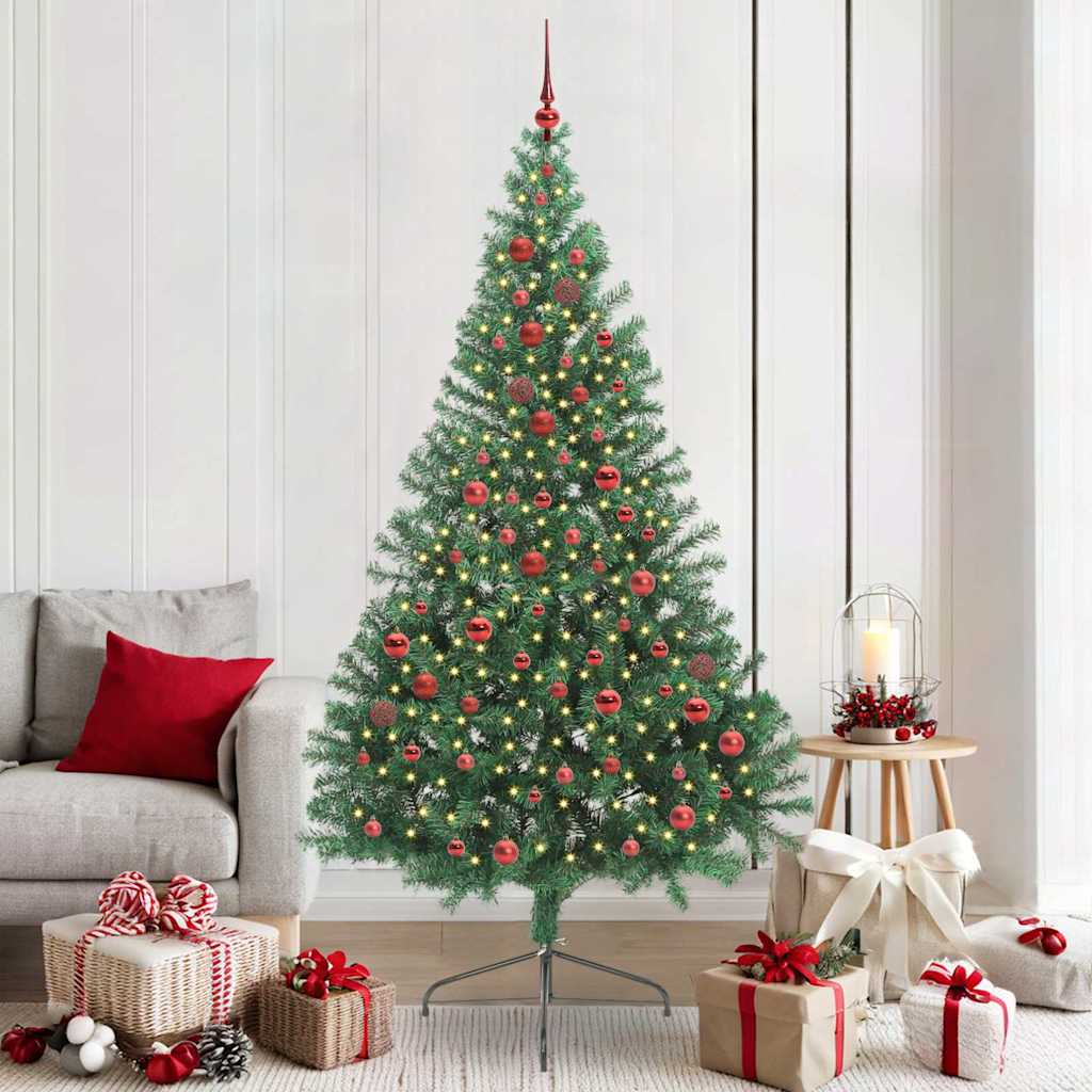 vidaXL Artificial Pre-lit Christmas Tree Green 210 cm PVC
