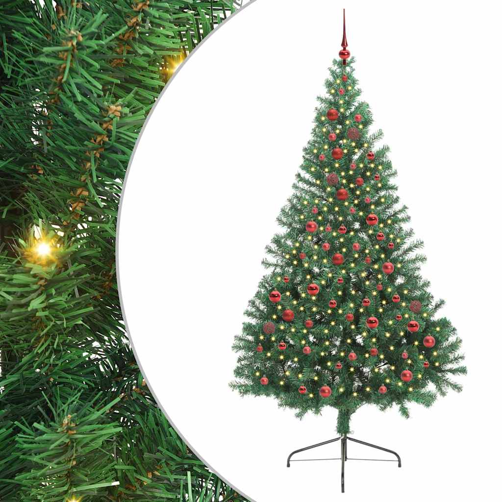 vidaXL Artificial Pre-lit Christmas Tree Green 210 cm PVC
