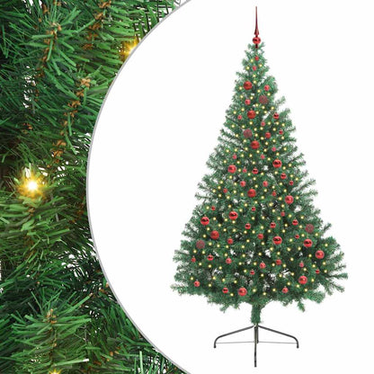 vidaXL Artificial Pre-lit Christmas Tree Green 210 cm PVC