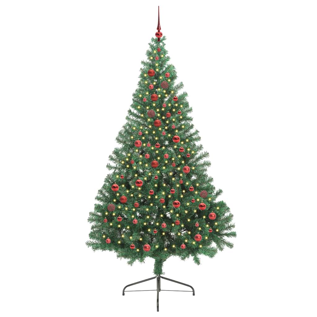 vidaXL Artificial Pre-lit Christmas Tree Green 210 cm PVC